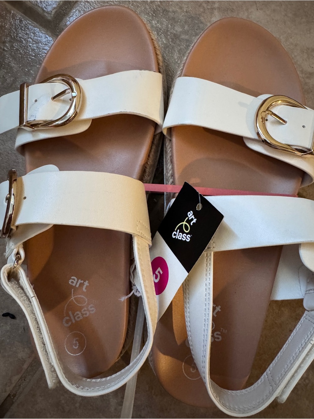 art class Cream Double Buckle Slide Sandals for kids size 5
